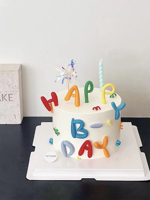 Stil Ins Colorat Scrisoare La Mulți Ani Decorație De Tort De Gumă Moale De Decorare De Tort Color Dulciuri Rechizite De Petrecere Pentru Copii Cadouri