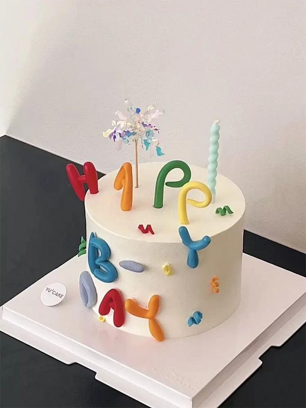 Stil Ins Colorat Scrisoare La Mulți Ani Decorație De Tort De Gumă Moale De Decorare De Tort Color Dulciuri Rechizite De Petrecere Pentru Copii Cadouri