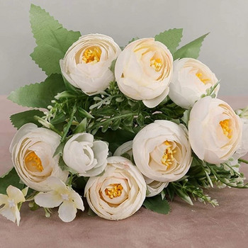 Τεχνητά λουλούδια Vintage μπουκέτο από μετάξι παιωνία Σιταρένια αυτιά μικτά λουλουδάτα γάμος νυφικά χειροποίητα ψεύτικα λουλούδια Διακόσμηση για πάρτι σπιτιού