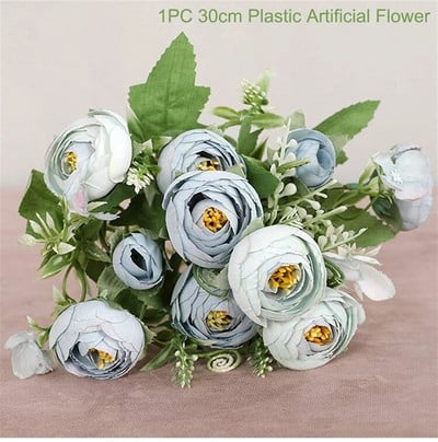 Kunstlilled Vintage siidist pojengibukett nisukõrvad Lilledega segatud pulmade pulmade käeshoitav võltslilledega kodupeo kaunistus