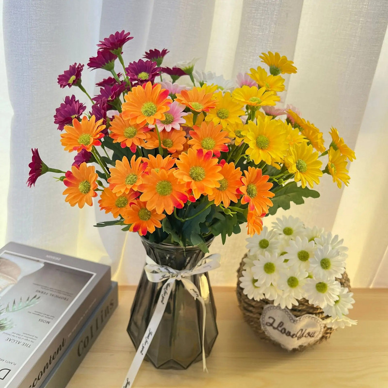 Mesterséges gerbera Művirágok Esküvői INS Dekorációs Stílus Otthon Asztali dekoráció Hamis virágok Esküvői dekorációk