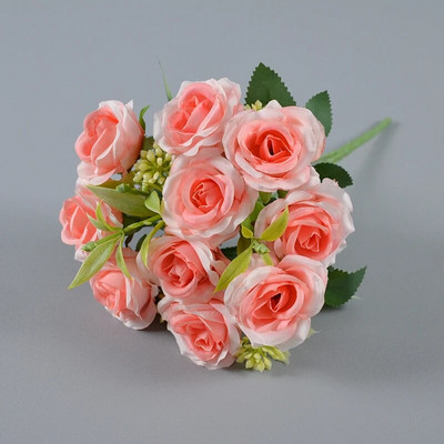 10 κεφάλια τεχνητά λουλούδια Μεταξωτό τριαντάφυλλο παιωνία Σπίτι Κήπος Διακόσμηση γάμου Χειροτεχνία Χριστουγεννιάτικα ψεύτικα φυτά Βάζο Διακόσμηση σπιτιού