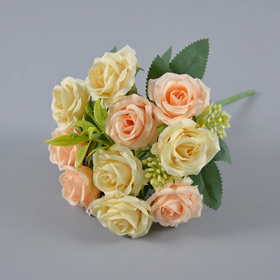 10 κεφάλια τεχνητά λουλούδια Μεταξωτό τριαντάφυλλο παιωνία Σπίτι Κήπος Διακόσμηση γάμου Χειροτεχνία Χριστουγεννιάτικα ψεύτικα φυτά Βάζο Διακόσμηση σπιτιού