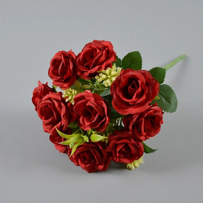 10 κεφάλια τεχνητά λουλούδια Μεταξωτό τριαντάφυλλο παιωνία Σπίτι Κήπος Διακόσμηση γάμου Χειροτεχνία Χριστουγεννιάτικα ψεύτικα φυτά Βάζο Διακόσμηση σπιτιού