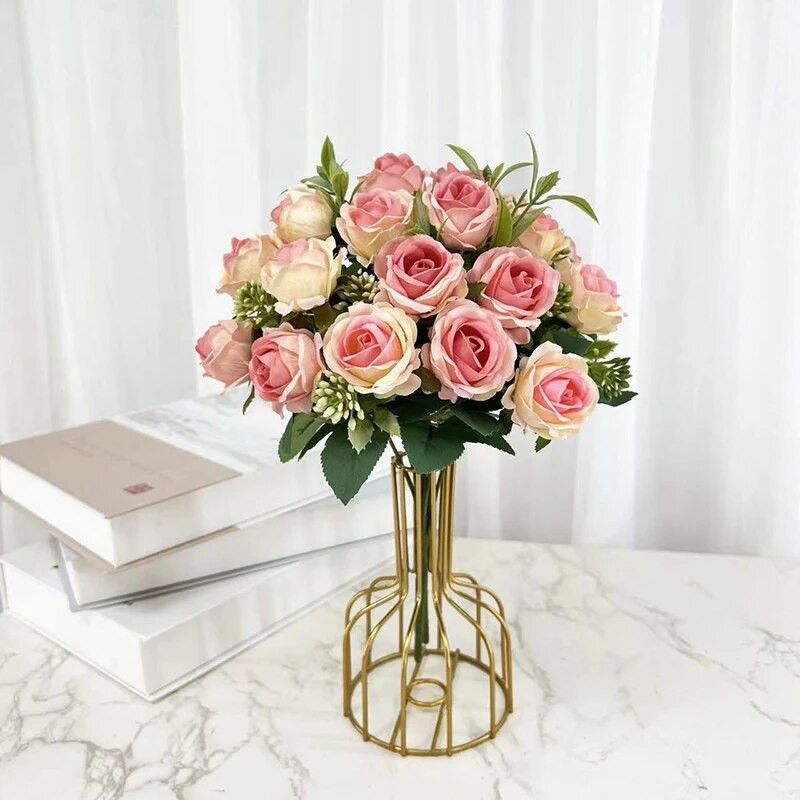 10 capete flori artificiale matase trandafir bujor casa gradina petrecere nunta decorare Craciun plante false vaza decor pentru casa