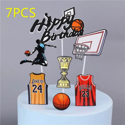 1 set Baschet La mulți ani Toppers pentru Tort Fotbal Cupcake Toppers pentru Copii Băieți Decorare Tort pentru petrecere de aniversare Baby Show