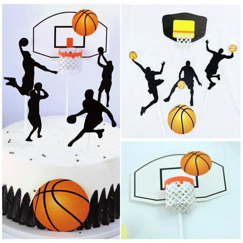 1 set Baschet La mulți ani Toppers pentru Tort Fotbal Cupcake Toppers pentru Copii Băieți Decorare Tort pentru petrecere de aniversare Baby Show