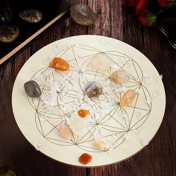 Mandala Crystal Grid Board Διαλογισμός γιόγκα Ιερό γεωμετρικό ξύλινο πιάτο Διαλογισμός Γιόγκα Spiritual Wicca Altar Ritual Supplies
