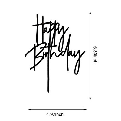 Naujas ranka rašomas su gimtadieniu torto apmušalas, juodas akrilinis gimtadienio torto apmušalas, skirtas vaikams gimtadienio vakarėlio reikmenys Tortų papuošimai