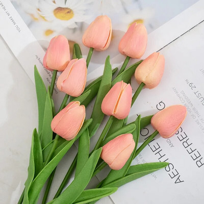 Mesterséges tulipán virágok otthoni dekorációhoz esküvői csokor menyasszonyi virágok szilikon tulipánok, mint az élő parti dekorációs növények