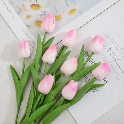 Mesterséges tulipán virágok otthoni dekorációhoz esküvői csokor menyasszonyi virágok szilikon tulipánok, mint az élő parti dekorációs növények