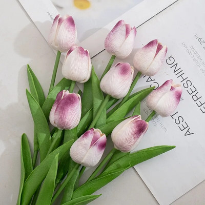 Mesterséges tulipán virágok otthoni dekorációhoz esküvői csokor menyasszonyi virágok szilikon tulipánok, mint az élő parti dekorációs növények