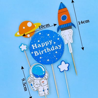 Ozdoba na tortu s astronautmi, vesmír, narodeninová dekorácia, chlapec, rock, astronaut, dekorácia torty, planéta, UFO, detské párty nástroje, bábätková sprcha