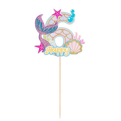 1–9 Blizganti undinėlės uodegos torto puošmena vaikams 1-ojo gimtadienio vakarėlio dekoravimas „Pasidaryk pats“ mergaičių undinės vakarėlio dekoras po jūra Vakarėlio dekoravimas