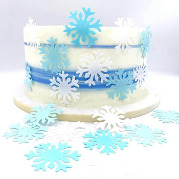 50 бр. Ядливи торти за кексчета Снежинки Коледна зимна парти декорация Бяло и синьо