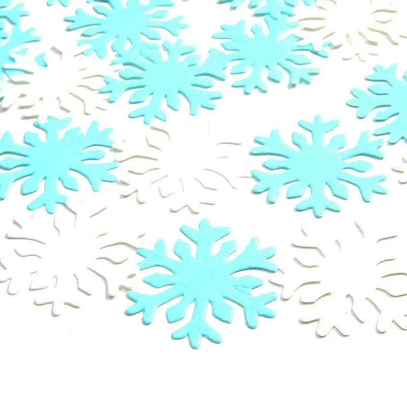 50 vnt. Valgomasis pyragas, keksas, snaigės Kalėdų žiemos vakarėlio dekoravimas balta ir mėlyna