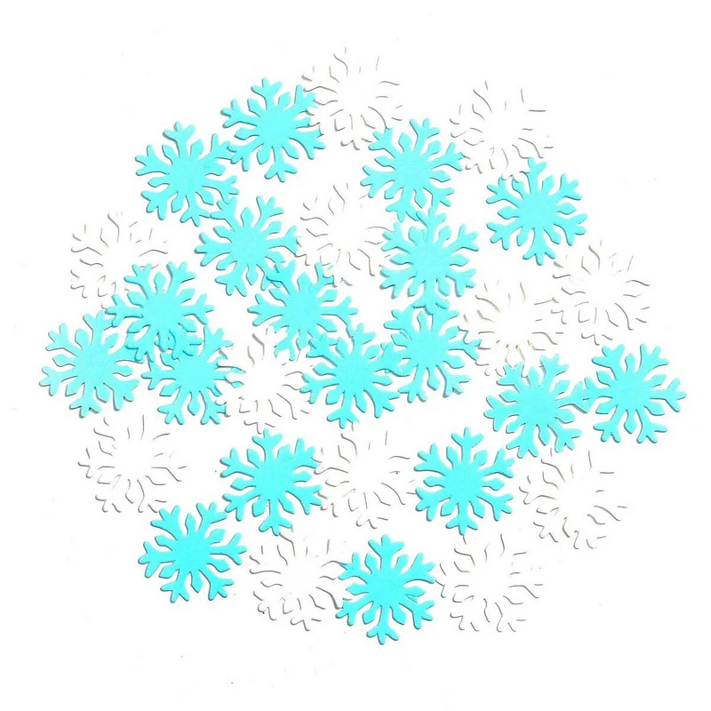 50 vnt. Valgomasis pyragas, keksas, snaigės Kalėdų žiemos vakarėlio dekoravimas balta ir mėlyna