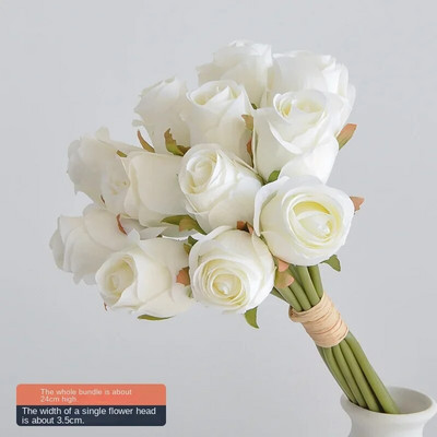 12 kézi műrózsa rügyek hamis virágok esküvői otthoni dekoráció esküvői rózsák Nappali dekorációs díszek