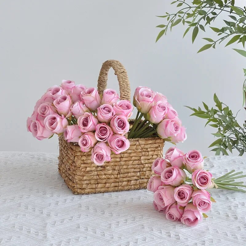 12 kézi műrózsa rügyek hamis virágok esküvői otthoni dekoráció esküvői rózsák Nappali dekorációs díszek