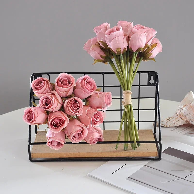 12 kézi műrózsa rügyek hamis virágok esküvői otthoni dekoráció esküvői rózsák Nappali dekorációs díszek