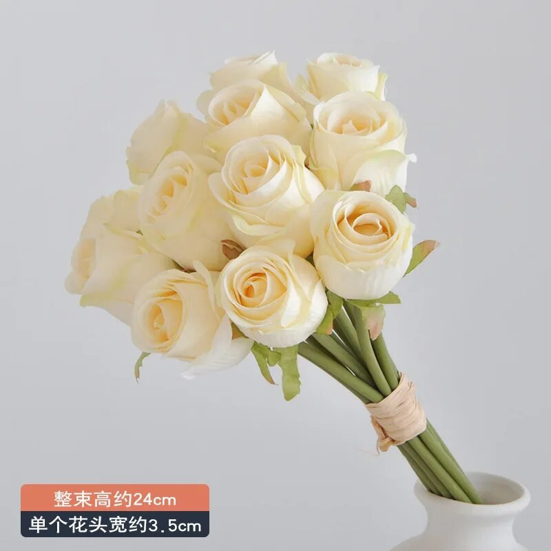 12 kézi műrózsa rügyek hamis virágok esküvői otthoni dekoráció esküvői rózsák Nappali dekorációs díszek
