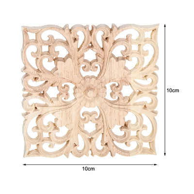 1 buc. decalcomanii decorative sculptate nevopsite din lemn, aplicație din lemn european, realizată cu incrustație de linie de lemn pentru colțurile de mobilier de dulap