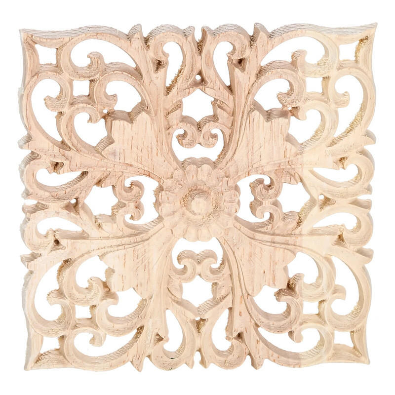 1 kom. neobojeno Rezbarene ukrasne naljepnice drvo Europska drvena aplikacija izrađena s umetkom od drvene linije za kutove ormarića