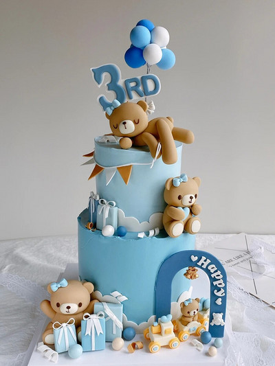 Multifilmi koogikaunistus Roosa Sinine karu beebinukk poisstüdruk Palju õnne 1. sünnipäevaks koogitops Sugu paljastab beebiõhtu autokaunistused