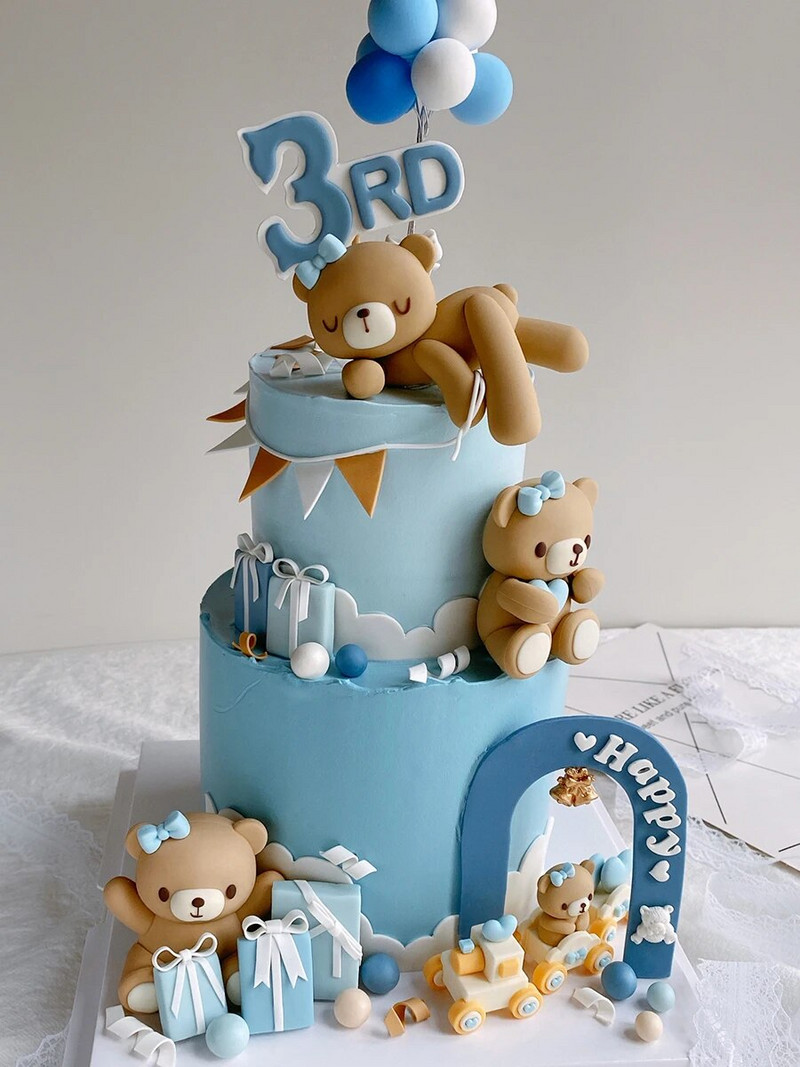 Multifilmi koogikaunistus Roosa Sinine karu beebinukk poisstüdruk Palju õnne 1. sünnipäevaks koogitops Sugu paljastab beebiõhtu autokaunistused