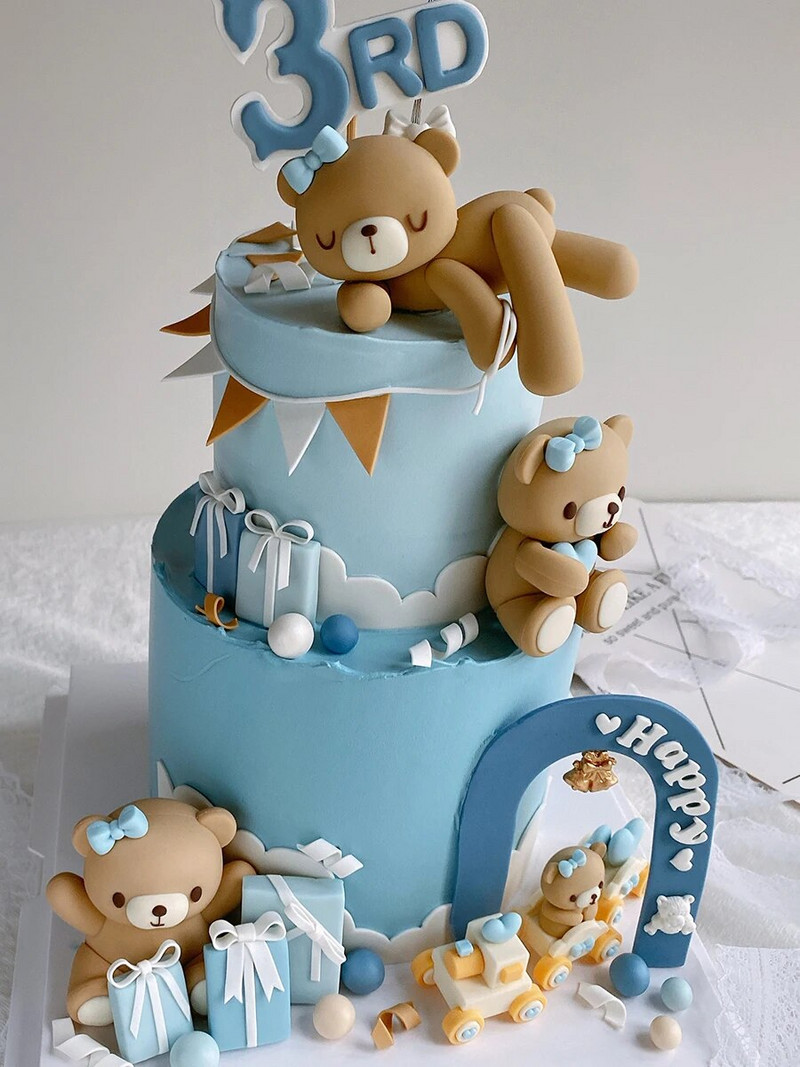 Multifilmi koogikaunistus Roosa Sinine karu beebinukk poisstüdruk Palju õnne 1. sünnipäevaks koogitops Sugu paljastab beebiõhtu autokaunistused