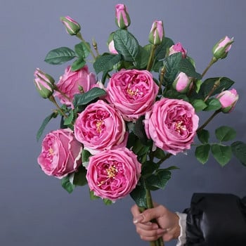 Artificial Flower Moisturizing 3 Roses Bouquet Hotel Floral Living Room Στολίδι τεχνητού λουλουδιού