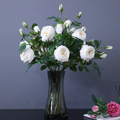 Artificial Flower Moisturizing 3 Roses Bouquet Hotel Floral Living Room Στολίδι τεχνητού λουλουδιού