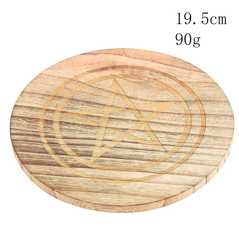 Taro reikmenys Pentagram medinė lėkštė krištolinis akmuo, vieta, žvakių dėklas, altorius energijos dekoras, stalas, šilumos izoliacija, padėkliukas