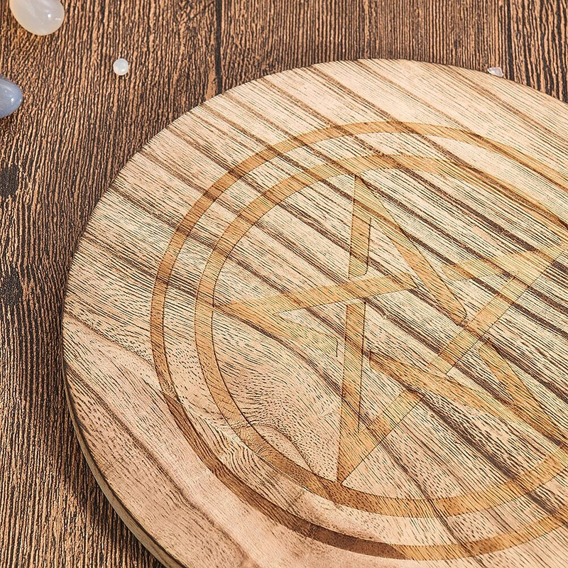 Taro reikmenys Pentagram medinė lėkštė krištolinis akmuo, vieta, žvakių dėklas, altorius energijos dekoras, stalas, šilumos izoliacija, padėkliukas