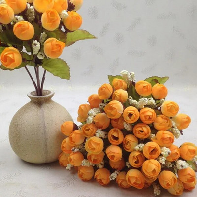 Toamna 15 capete/buchet trandafiri boboci mici bractee flori de simulare trandafir de matase Flori decorative Decoratiuni pentru casa pentru nunta 24CM