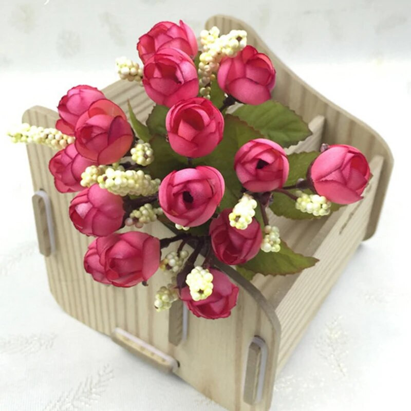 Toamna 15 capete/buchet trandafiri boboci mici bractee flori de simulare trandafir de matase Flori decorative Decoratiuni pentru casa pentru nunta 24CM