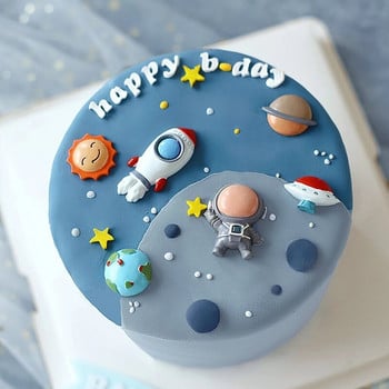 Декорация за торта Astronaut Space Boy Birthday Party Decorations UFO Kids Decor Cake Topper Dessert Baby Shower DIY Decor Part