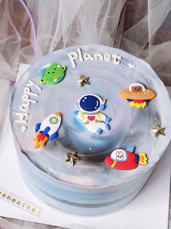 Декорация за торта Astronaut Space Boy Birthday Party Decorations UFO Kids Decor Cake Topper Dessert Baby Shower DIY Decor Part