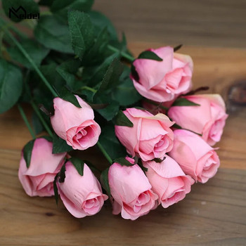 12 κεφαλές Κομψά τεχνητά τριαντάφυλλα Λουλούδια τσαμπί Προσομοίωση Μεταξωτά λουλούδια Νυφικό μπουκέτο χεριών στο σπίτι Διακόσμηση γάμου Τριαντάφυλλο Floral