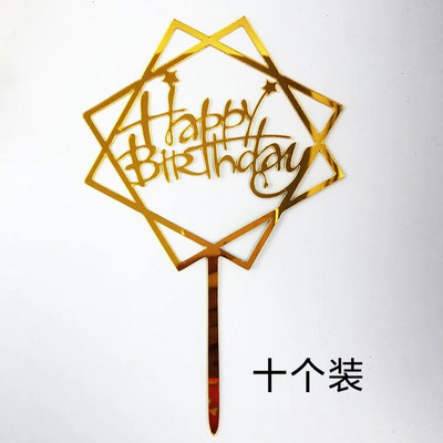 10 tk. Happy Birthday Cake Pealkiri Roosa Kuld Akrüül Tordikatted Baby Shower Tordi Sünnipäevapeo Tordi Lipu Kaunistused 10x15cm