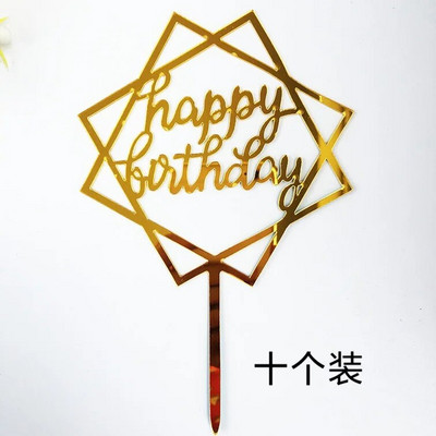 10 tk. Happy Birthday Cake Pealkiri Roosa Kuld Akrüül Tordikatted Baby Shower Tordi Sünnipäevapeo Tordi Lipu Kaunistused 10x15cm