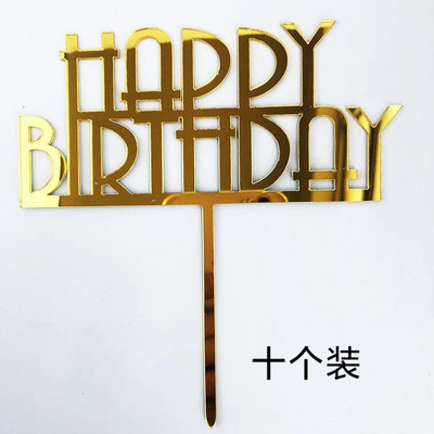 10 tk. Happy Birthday Cake Pealkiri Roosa Kuld Akrüül Tordikatted Baby Shower Tordi Sünnipäevapeo Tordi Lipu Kaunistused 10x15cm