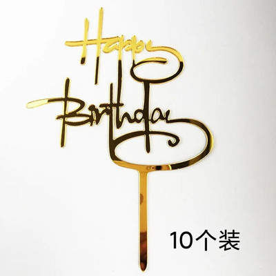 10 tk. Happy Birthday Cake Pealkiri Roosa Kuld Akrüül Tordikatted Baby Shower Tordi Sünnipäevapeo Tordi Lipu Kaunistused 10x15cm