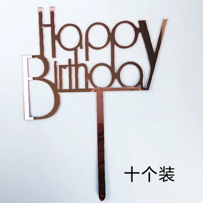 10 tk. Happy Birthday Cake Pealkiri Roosa Kuld Akrüül Tordikatted Baby Shower Tordi Sünnipäevapeo Tordi Lipu Kaunistused 10x15cm