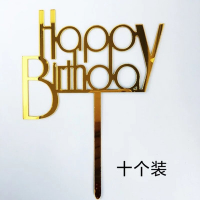 10 tk. Happy Birthday Cake Pealkiri Roosa Kuld Akrüül Tordikatted Baby Shower Tordi Sünnipäevapeo Tordi Lipu Kaunistused 10x15cm