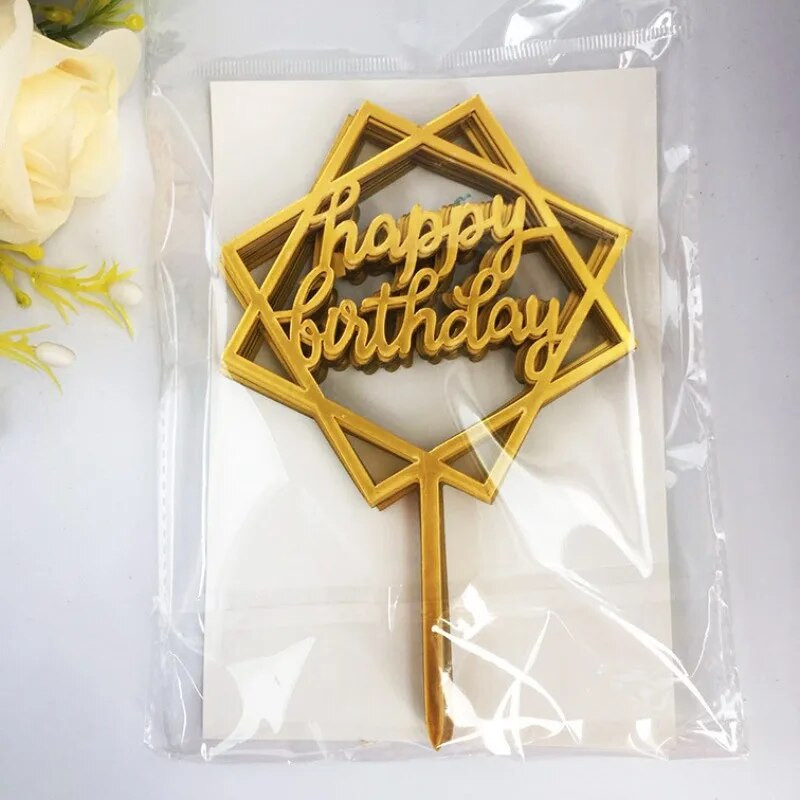 10 tk. Happy Birthday Cake Pealkiri Roosa Kuld Akrüül Tordikatted Baby Shower Tordi Sünnipäevapeo Tordi Lipu Kaunistused 10x15cm