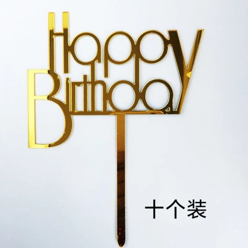 10 tk. Happy Birthday Cake Pealkiri Roosa Kuld Akrüül Tordikatted Baby Shower Tordi Sünnipäevapeo Tordi Lipu Kaunistused 10x15cm