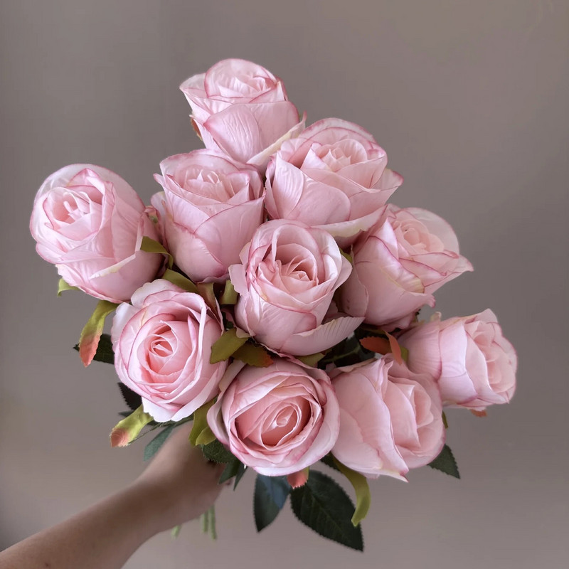 10 vnt dirbtinių šilko rožių Dirbtinės gėlės namų dekoravimo aksesuarai netikros rožių puokštė Vestuvių dekoras Vakarėlio stalas gėlių ornamentas