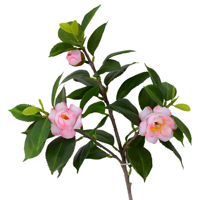 Uus 3pea kunstlik kameeliapuu siidist lill kevadine siidlill PVC bonsai kaar pulmarekvisiidid kodukaunistus võlts taim