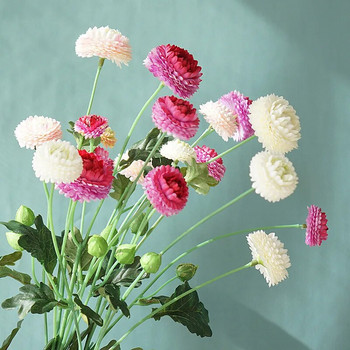 Красива пролетна цветна клонка от хризантема и маргаритка с листа, висококачествени изкуствени цветя за домашен декор